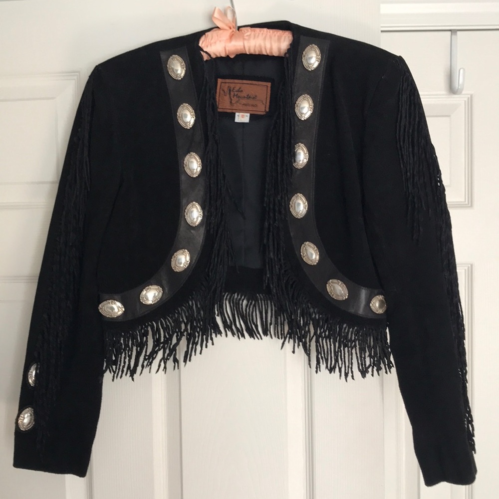 Echo Mountain ,Arturo Suede Leather Bolero Jacket with silver accents